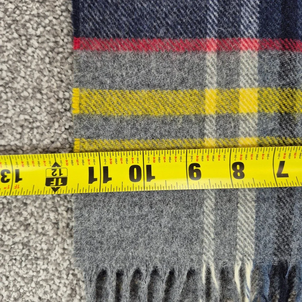 J.Crew by Moon Merino Wool Scarf Unisex Tartan Plaid Woven in England Fringe